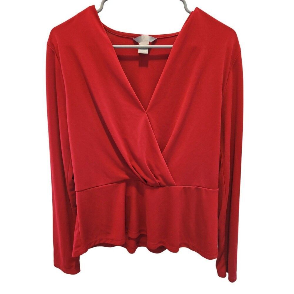 H&M women long sleeve wrap shirt top blouse size M